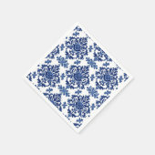 Elegantes viktorianisches Damast-Blumenmuster Navy Serviette (Ecke)