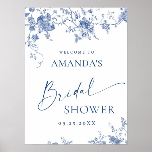 Elegantes Viktorianisches Floral WELCOME Brautpart Poster (Vorne)