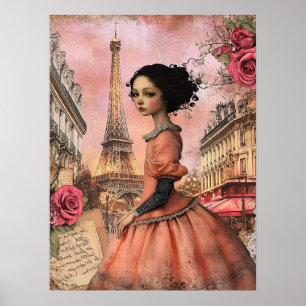 Elegantes Viktorianisches Gotisches Girl of Paris Poster