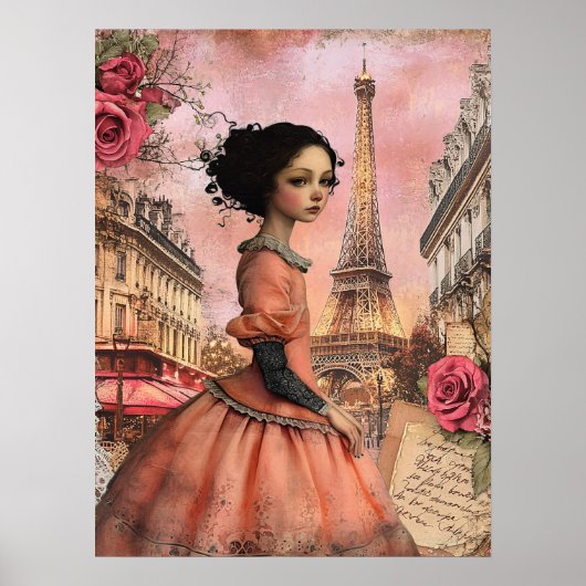 Elegantes Viktorianisches Gotisches Girl of Paris Poster (Vorne)