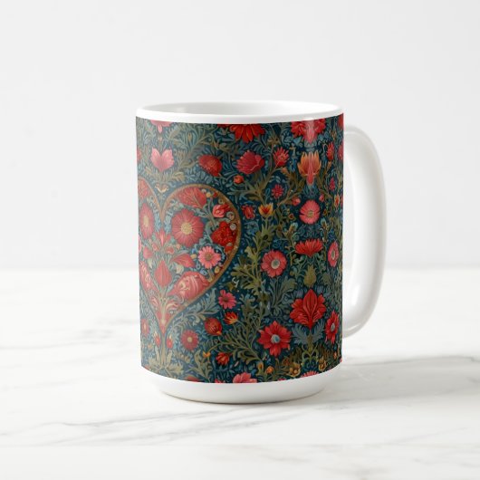 Elegantes Viktorianisches Herzdesign im Valentinst Kaffeetasse (VorderseiteRechts)
