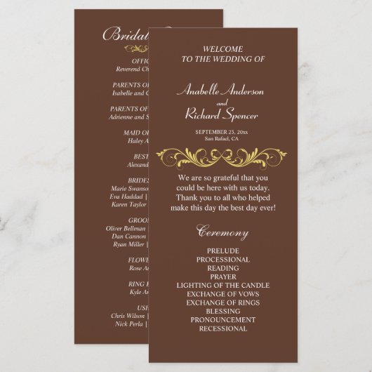 Elegantes Viktorianisches Hochzeitsprogramm (Vorne/Hinten)