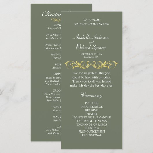 Elegantes Viktorianisches Hochzeitsprogramm (Vorne/Hinten)