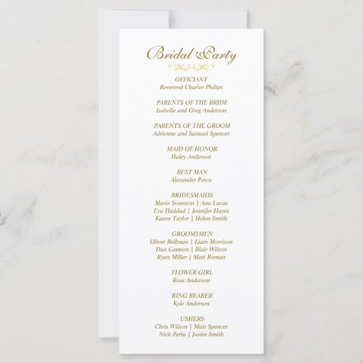 Elegantes Viktorianisches Hochzeitsprogramm (Rückseite)