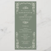 Elegantes viktorianisches Hochzeitsprogramm in Sal Programm (Vorderseite)
