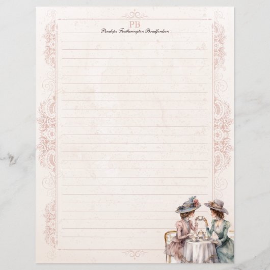 Elegantes Viktorianisches Ladys Monogram Lined Sta (Vorderseite)