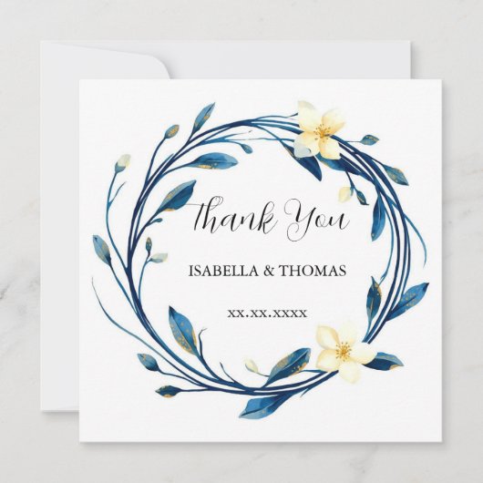 Elegantes viktorianisches marineblaues Lilien-Blum Einladung (Vorderseite)