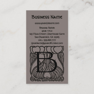 Elegantes viktorianisches Monogramm Buchstabe B Bl Visitenkarte