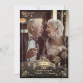 Elegantes Viktorianisches Ornament 50 Jahre Foto Einladung (Vorderseite)