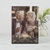Elegantes Viktorianisches Ornament 50 Jahre Foto Einladung (Stehend Vorderseite)