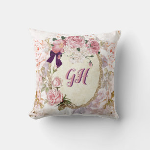 Elegantes viktorianisches rosa lila Blumenmuster Kissen
