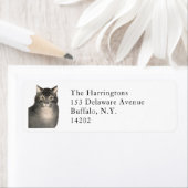 Elegantes Viktorianisches Tabby-Cat-Rückgabeadress (Insitu)