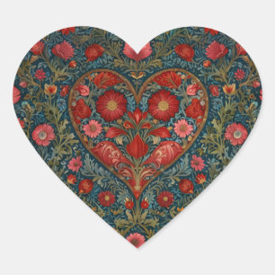 Elegantes viktorianisches Valentinstag-Herzdesign Herz-Aufkleber
