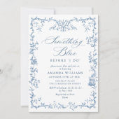 Elegantes Viktorianisches Verziertes blaues Brautp Einladung (Vorderseite)