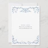 Elegantes Viktorianisches Verziertes blaues Brautp Einladung (Rückseite)