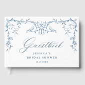 Elegantes Viktorianisches Verziertes blaues Brautp Gästebuch (Vorderseite)