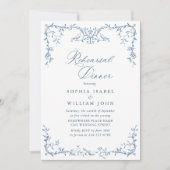 Elegantes Viktorianisches Verziertes Blue Probe Di Einladung (Vorderseite)