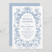 Elegantes Viktorianisches Verziertes Dusty Blue Br Einladung (Vorne/Hinten)