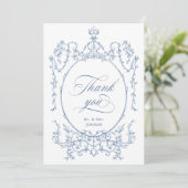 Elegantes Viktorianisches Verziertes Dusty Blue We Dankeskarte (Stehend Vorderseite)