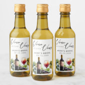 Elegantes Vino Before Vows Wasserfarbe Brautparty Weinetikett (Flaschen)