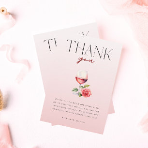 Elegantes Vino-Before-Vows-Wein-Thema-Brautjungges Dankeskarte