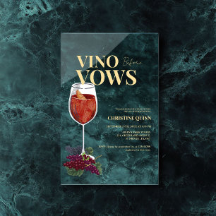 Elegantes Vino vor den Eheversprechen Brautparty W Acryleinladungen