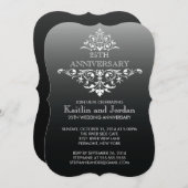 Elegantes Vintag Black Blüh Anniversary Party Einladung (Vorne/Hinten)