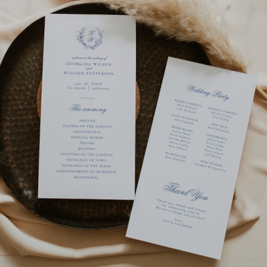 Elegantes Vintag Blue Floral Jouy Flat Programm