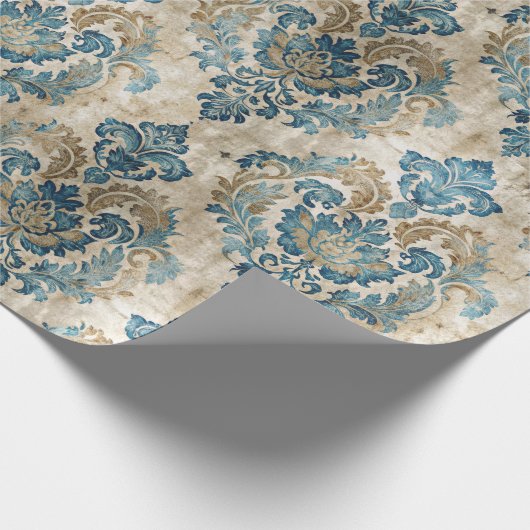 Elegantes Vintag Blue Geschenkpapier (Ecke)