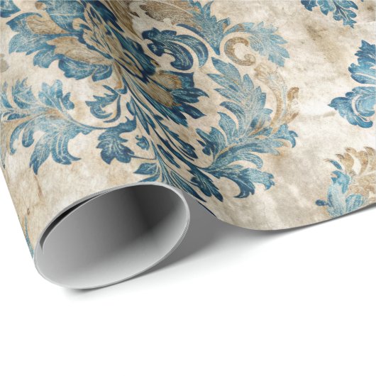 Elegantes Vintag Blue Geschenkpapier (Rolleneckpunkt)