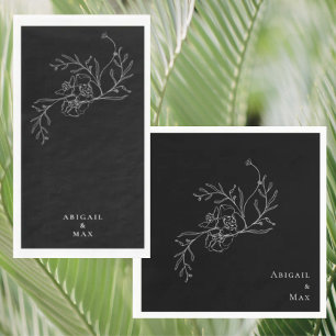 Elegantes Vintag Floral B/W Guest Paper Napkin Serviette