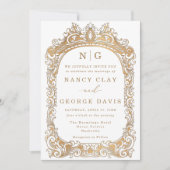 Elegantes Vintag-Frame Monogramm Einladung (Vorderseite)