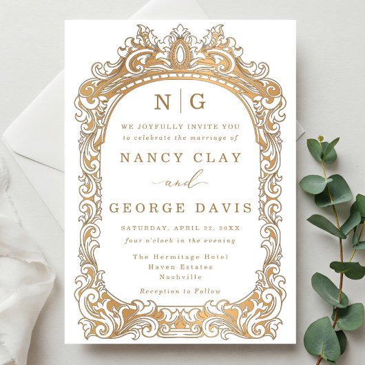 Elegantes Vintag-Frame Monogramm Einladung