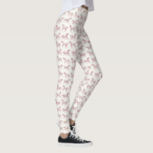 Elegantes Vintag Galloping Pferde Rotes Weißes Tes Leggings