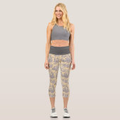Elegantes Vintag-Grautoile de jouy Capri Leggings (Vorderseite)