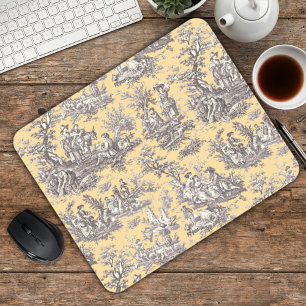 Elegantes Vintag-Grautoile de jouy Mousepad