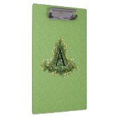 Elegantes Vintag grünes Blumenmuster Initial A Mon Klemmbrett (Rechts)