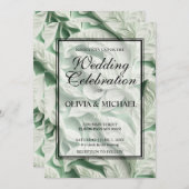Elegantes, Vintag-grünes botanisches Blattmuster Einladung (Vorne/Hinten)
