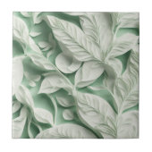 Elegantes, Vintag-grünes botanisches Blattmuster Fliese (Vorderseite)