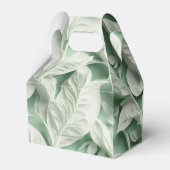 Elegantes, Vintag-grünes botanisches Blattmuster Geschenkschachtel (Rückseite)