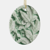Elegantes, Vintag-grünes botanisches Blattmuster Keramik Ornament (Rechts)