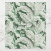 Elegantes, Vintag-grünes botanisches Blattmuster Weinetikett (Einzelnes Label)