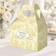 Elegantes Vintag-hellgelbes de jouy-Monogramm