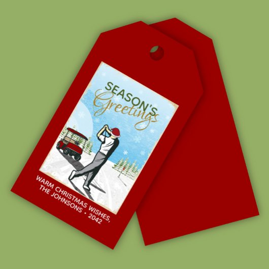 Elegantes, Vintag Inspiriertes Golf Weihnachten Geschenkanhänger