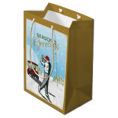 Elegantes, Vintag Inspiriertes Golf Weihnachten Mittlere Geschenktüte (Rückseite Schrägansicht)