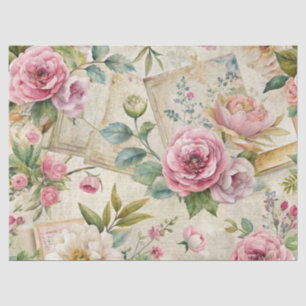 Elegantes, Vintag Inspiriertes rosa Blumenzwirn Seidenpapier