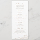 Elegantes Vintag Lace Beige Hochzeitsprogramm mit Programm (Rückseite)