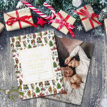 Elegantes Vintag Retro Weihnachts-Foto Gold