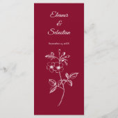 Elegantes Vintag Romance Burgundy Wedding Menu Programm (Rückseite)
