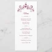 Elegantes Vintag Romance Burgundy Wedding Menu Programm (Vorderseite)
